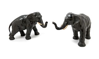 Two Asian Style Metal Figures of Elephants
Height 10 3/4 in., 27 cm.