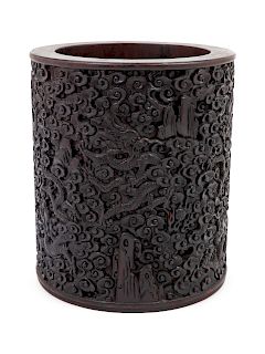 A Chinese Hardwood Scroll Pot
Height 12 1/2 in., 32 cm. 