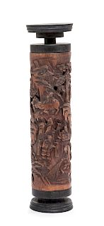 A Chinese Carved Bamboo Parfumier
Height 9 1/2 in., 24 cm. 