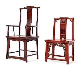 Two Chinese Miniature Armchairs
Taller: height 11 in., 28 cm.