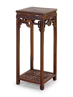 A Chinese Jichimu Wood Square Side Stand
Height 34 1/4 x width 13 3/4 x depth 13 3/4 in., 88 x 35 x 35 cm. 