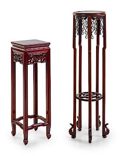 Two Chinese Hardwood Side Stands
Larger: height 47 in., 119 cm. 
