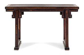 A Chinese Jichimu Altar Table
Height 34 1/4 x length 57 1/2 x width 16 1/2 in., 87 x 146 x 42 cm.