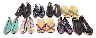 Nine Pairs of Chinese Shoes
Longest: length 11 in., 27.9 cm. 