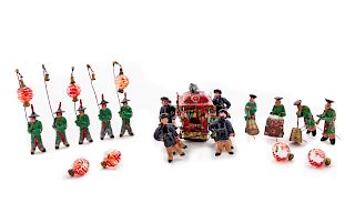 A Chinese Model of a Wedding Procession
Height tallest 4 1/2 in., 11.5 cm. 