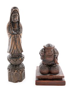 Two Japanese Carved Wood Figures
Taller: height 11 in., 28 cm. 