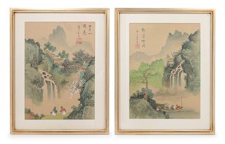 Four Japanese Ink and Color Paintings on Paper 
Each image: height 12 7/8 x width 9 1/2 in., 33 x 24 cm.