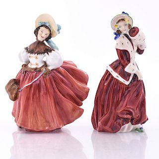 2 ROYAL DOULTON WINTER LADY FIGURINES