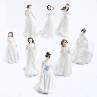 8 ROYAL DOULTON PRETTY LADIES WHITE DRESS FIGURINES