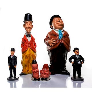 LAUREL AND HARDY FIGURINES, STATUES AND SALT SHAKER SET
