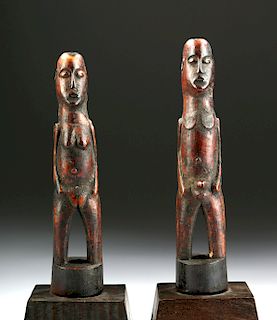 Important 19th C. African Carved Bone Lobi Figures (pr)