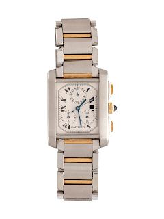 Cartier, Stainless Steel and 18K Yellow Gold Ref. 2303 'Tank Francaise' Wristwatch