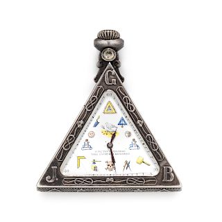 Tempor Watch Co., Silver and Paste Masonic Pocket Watch