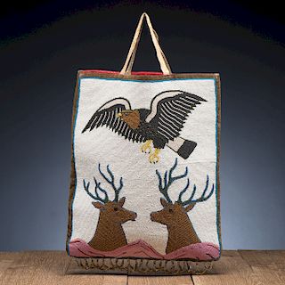 Plateau Beaded Pictorial Bag, with Elk and Eagle