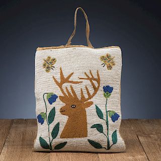 Plateau Beaded Pictorial Bag, with Elk and Butterflies