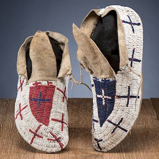 Northern Plains Beaded Hide Moccasins, From the Stanley B. Slocum Collection, Minnesota