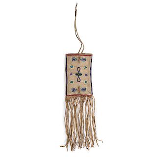 Apsaalooke (Crow) Beaded Buffalo Hide Bag, From the Stanley Slocum Collection, Minnesota