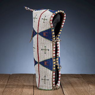Sioux Beaded Hide Doll Cradle, From the Stanley Slocum Collection, Minnesota