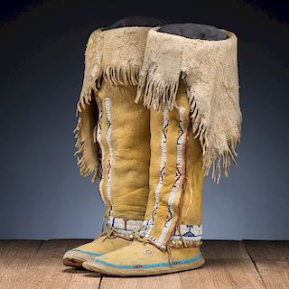 Kiowa Beaded Hide Boot Moccasins
