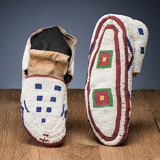 Gros Ventre / Assiniboine Fully Beaded Hide Moccasins, Proceeds to benefit ATADA