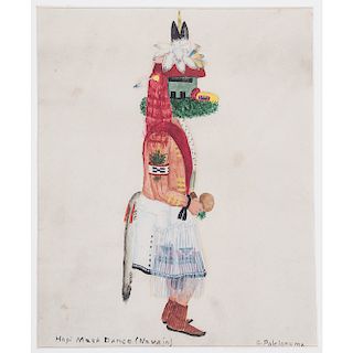 Otis Polelonema (Hopi, 1902-1981) Gouache on Paper, From The Harriet and Seymour Koenig Collection, New York