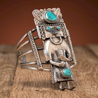 Navajo Silver and Turquoise Cuff Bracelet, Proceeds to benefit ATADA