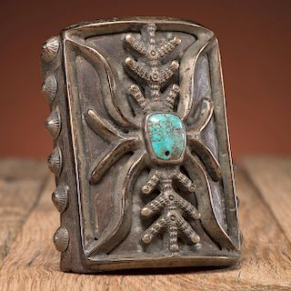 Navajo Sand Cast Silver and Turquoise Ketoh, From the James B. Scoville Collection, Illinois