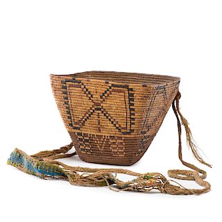 Salish Imbricated Burden Basket, Collected by Hayter Reed (Canadian, 1849-1936), Deputy Superintendent of General Indian Affairs