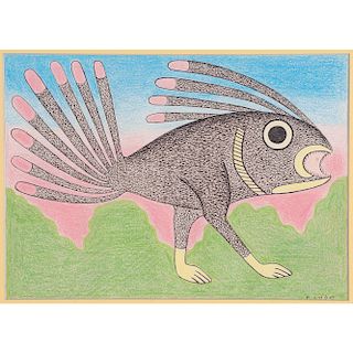Kenojuak Ashevak (Inuit, 1927-2013) Colored Pencil and Ink on Paper, From the Collection of William Rose, Illinois