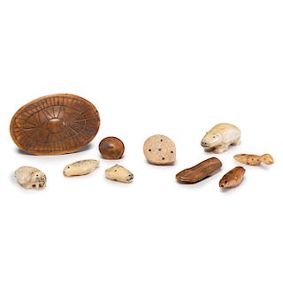 Alaskan Eskimo Carved Game Pieces and Fasteners, From the Collection of Thomas Amble, Minnesota