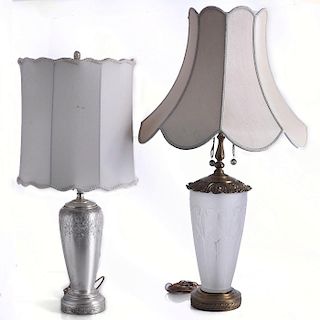 2 VINTAGE DECORATIVE TABLE LAMPS, 1 W. LALIQUE STYLE