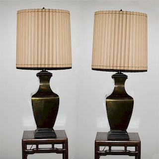 RETRO FAUX BRONZE COLOSSAL LAMPS WITH SHADES