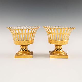 PAIR OF GILT FLORAL COMPOTES, ATTRIBUTED TO R. BLOCH