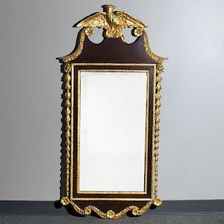 LARGE AMERICANA EAGLE WOOD AND PLASTER FRAMED MIRROR
