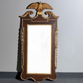 LARGE EAGLE WOOD AND PLASTER AMERICANA FRAMED MIRROR