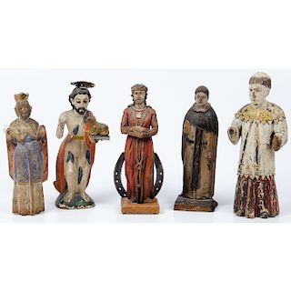 Spanish Colonial Style Wooden Bultos Figures 