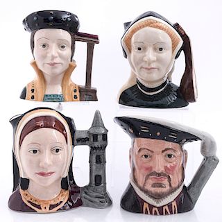 4 LG DOULTON CHARACTER JUGS, HENRY VIII AND 3 WIVES