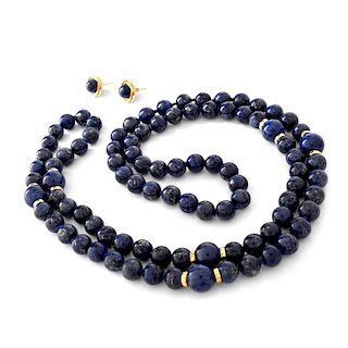 Lapis, 14K Necklace and Earrings