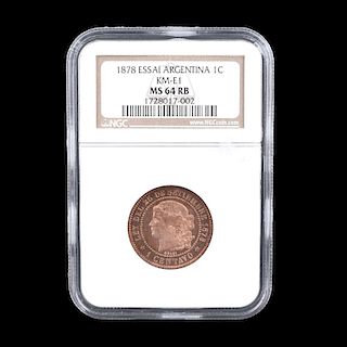 1878 Argentina Copper Essai 1 Centavos