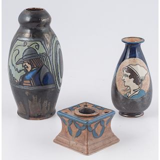 Quimper Odetta Vases and Inkwell
