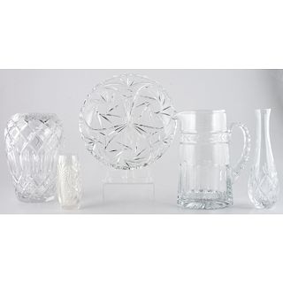 Cut Glass Pitcher, Vases and Bowl