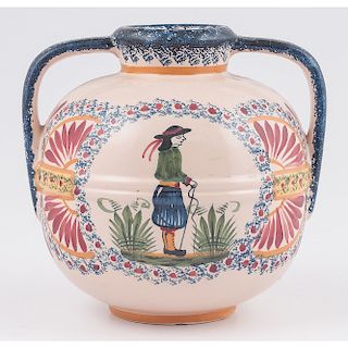 Henriot Quimper Handled Vase