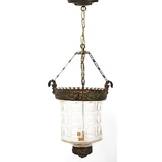 Gilt Brass and Glass Hall Lantern