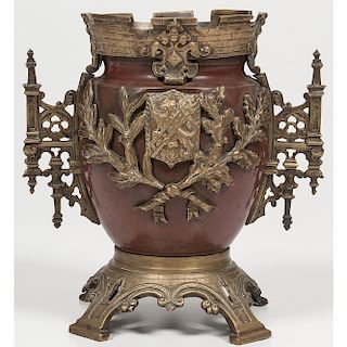 English Bronze Armorial Vase
