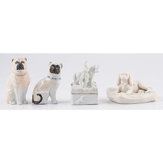 Porcelain Dog and Cat Figures, Plus 