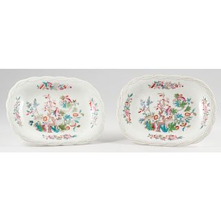 Porcelain Footed Dishes with Indian Tree Motif