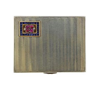 14K Gold Silver Diamond Gemstone Compact Box