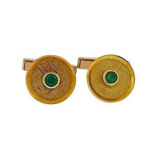  Kutchinsky Emerald 18K Gold Cufflinks