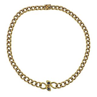 Van Cleef &amp; Arpels 18K Gold Sapphire Snake Necklace