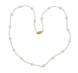14K Gold Pearl Necklace 